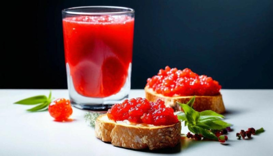 Апельсиновый сок и икра из красного перца