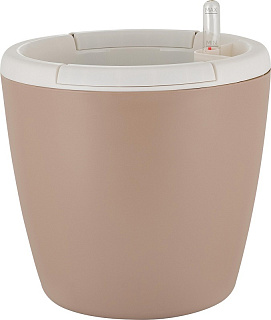 Горшок цветочный круглый Мюнхен 9 л D 250 мм (внутренний 6,2л) молочный шоколад с автополивом