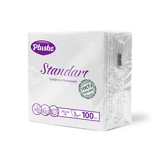 Салфетки бумажные Plushe Стандарт 24*24 100 шт
