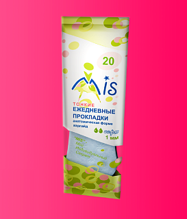Прокладки ежедневные MIS айрлайд софт, анатомическая форма , 20 шт.