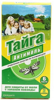 Средство от моли Тайга 6 пластин + 2 подвеса