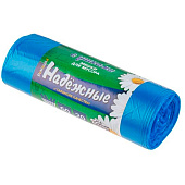 Пакеты для мусора Ромашка 60л 20шт Надежные "с ушками" синие, 15мкм