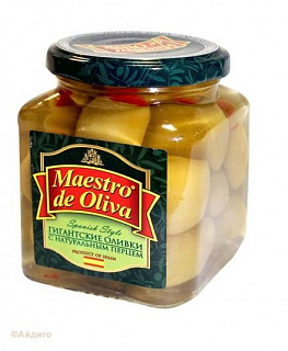 Оливки без косточки гигант с перцем Maestro de Oliva