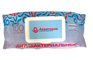 Салфетки влажные Акватория Антибактериальные, клапан 100шт