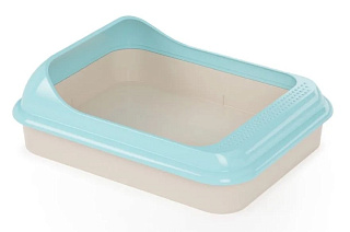 Лоток для кошек Мур-Мяу с рамкой, голубой, "Альтернатива"