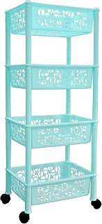 Этажерка прямоугольныйольная 4-х секцион. Прима бирюза арт.2829БРЗ