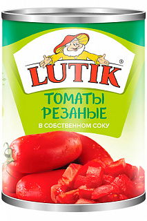 Томаты в собственном соку резанные Lutik