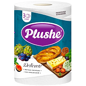 Полотенце бумажные Plushe Delicat белые 3-х слойные, 1шт., 25м*100 листов