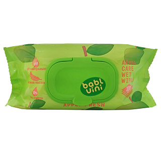 Салфетки влажные Бабл Вини Яблоко 100шт, с клапаном