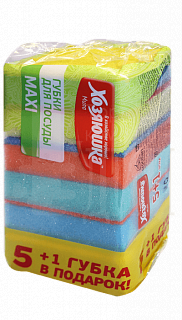 Губка для посуды Хозяюшка Мила макси 5+1