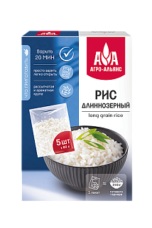 Рис длиннозерный в пакете для варки, Агро-Альянс Экстра (5*80)