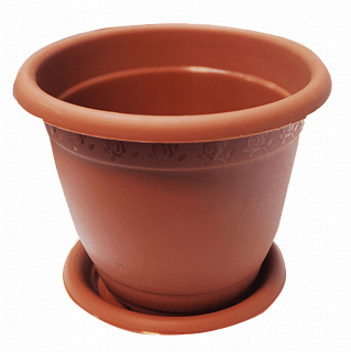 Горшок для цветов с подставкой терракотовый D140 Пластик репаблик