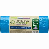 Пакеты для мусора Ромашка Эколайф БИО 30л 20шт, синие, рулон (6мкм)