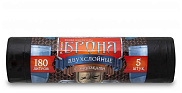Пакеты для мусора Ромашка 180л 5шт Броня 2-слойные с завязками черные, 55мкм