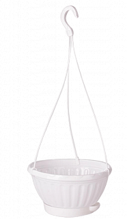 Горшок-кашпо подвесной белый с подставкой Мирабель 2,5 л.