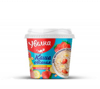 Каша в стакане "Увелка" быстрого приготовления с клубникой и молоком
