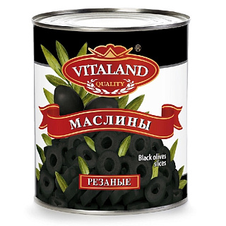 Маслины резанные, сухой вес 1560 г  VITALAND