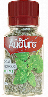 Соль морская "10 трав" в мельнице
