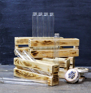 Деревянный ящик для пряностей в колбах (пробирках)