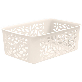 Корзина для хранения Leaves 2,3л молочная (222*153*81мм) Полимербыт