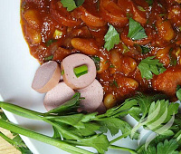 Фасоль с сосисками