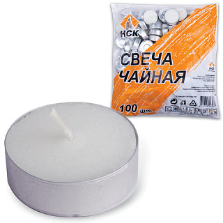 Свеча в гильзе белая 100 шт., Геста