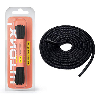 Шнурки черные Штрих круглые, средние, с пропиткой, 90см