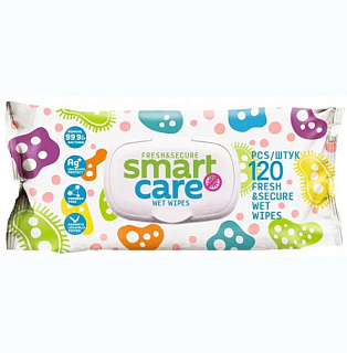 Салфетки влажные СмартCARE 120 шт. с клапаном