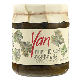 Листья виноградные консервированные в стеклянной банке 440  г  YAN Листья виноградные консервированные в стеклянной банке 440  г  YAN