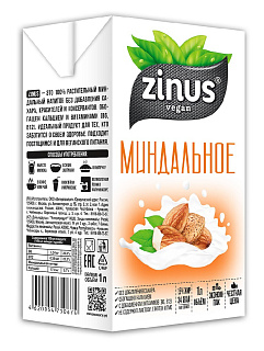 Молоко миндальное ZINUS тетра пак 1 л