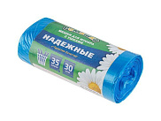 Пакеты для мусора Ромашка 35л 30 шт Надежные "с ушками" синие 12мкм