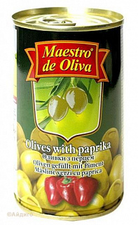 Оливки 300 г. с красным перцем