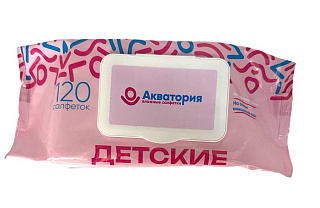 Салфетки влажные Акватория Детские, клапан 120шт