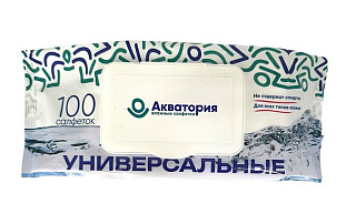 Салфетки влажные Акватория Универсальные, клапан 100шт
