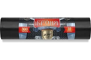 Пакеты для мусора Ромашка 300л 10шт Броня, черные рулон (60мкм)