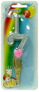 Свеча Тортовая цифра 7 с сердечком