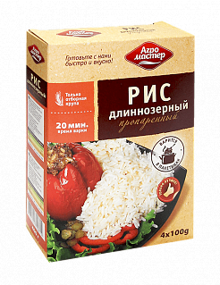 Рис длиннозерный пропаренный в пакетах для варки "Агромастер"
