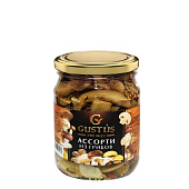 Грибы Ассорти маринованные стеклянная банка GUSTUS