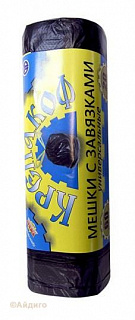 Пакеты для мусора "Крепакофф" с завязками 60 л 20 штук