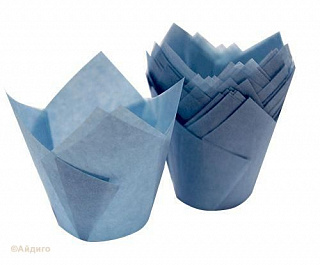 Форма бумажная "тюльпан" Голубая