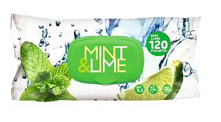 Салфетки влажные Мята и лайм 120 шт. с клапаном
