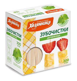 Зубочистки деревянные "Хозяюшка Мила" 300 шт.