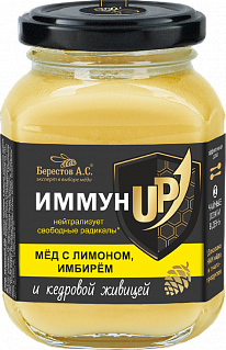 Мед ИммунUp с лимоном, имбирем и кедровой живицей Берестов А.С.