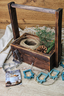 Ящик деревянный из массива с ручкой 24*13*30 см