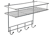 Полка для ванной ЕвроХаус 4 крючка (33*12,5*21 см) хром