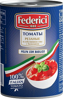 Томаты резаные в собственном соку с базиликом Федеричи Federici