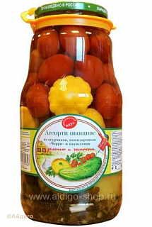 Ассорти маринованные "огурцы, черри, патиссоны"