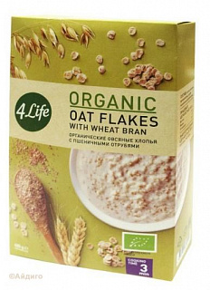 Хлопья органические овсяные с пшеничными отрубями Хлопья органические овсяные с пшеничными отрубями