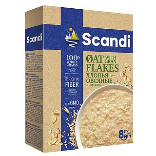 Хлопья овсяные с овсяными отрубями Scandi Увелка
