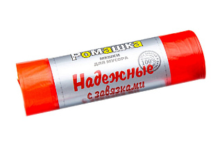 Пакеты для мусора Ромашка 35л 15шт Надежные, с завязками, красные 18мкм